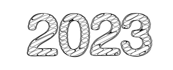 Happy New Year 2023. 3D illustration numbers isolated