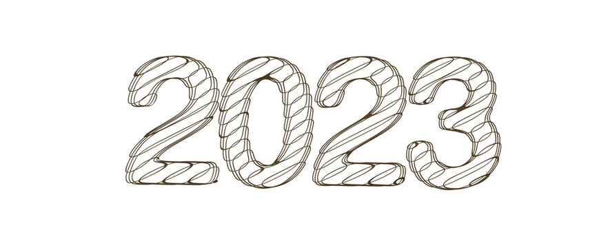 Happy New Year 2023. 3D illustration numbers isolated
