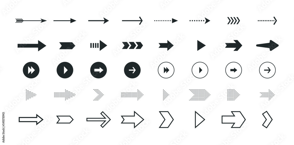 Poster Arrow icons isolated. Set different arrows or web designs. Vector illustration