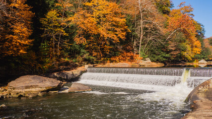 beautiful waterfall in autumn