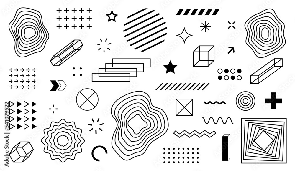 Poster  Abstract design symbols and elements. Set Of Geometric Shapes. Vector illustration