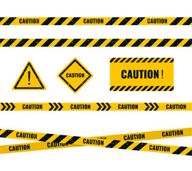 Caution tape. Caution yellow warning lines isolated on white. Vector illustration - 541079907