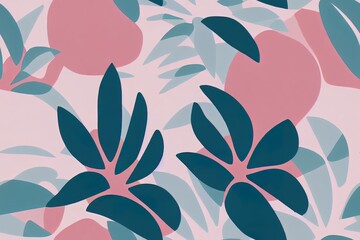 Gradient tropical leaves seamless pattern. Abstract Palm leaves half tone art on pink rose blush color background. Creative tropics illustration for swimwear design, wallpaper, textile. 2d