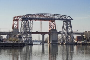 Fototapeta premium bridge over the river, Puente Nicolas Avellaneda, Riachuelo, Buenos Aires