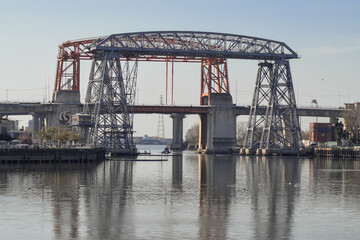 Obraz premium bridge over the river, Puente Nicolas Avellaneda, Riachuelo, Buenos Aires