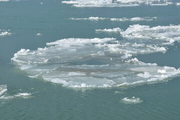 Winter Ice on Detroit River, Michigan