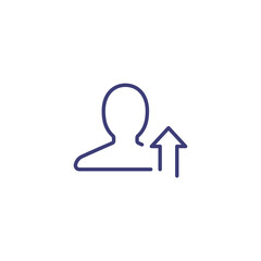 Team person growth line icon. Increase group population human vector logo icon.