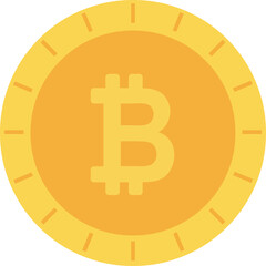 Bitcoin icon sign payment symbol. Crypto currency black coin bitcoin symbol isolated on yellow background. Illustration