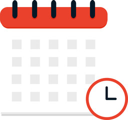 Calendar and clock icon. Schedule, appointment, important date concept. Modern flat design illustration