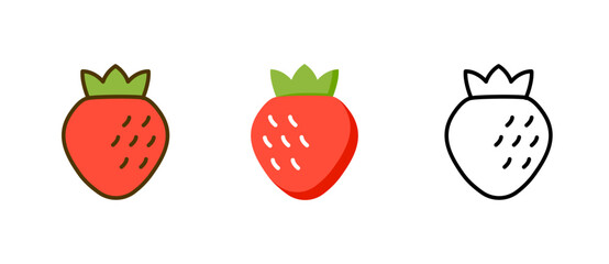 Strawberry vector flat icon clipart. Fruit strawberry isolated fresh logo design simple icon.