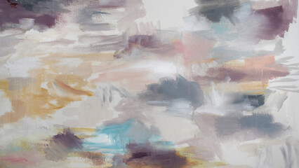 Modern art. Closeup view of an expressive painting with beautiful brushwork texture and color