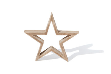 Christmas decoration wooden star  on white background