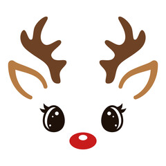 Christmas reindeer face on white background. Kawaii deer. Cute cartoon animal. Flat style design. Holiday print. Vector illustration. © Kristina