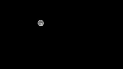 The full moon in the dark sky illuminates the earth