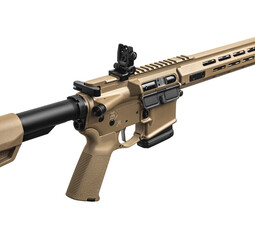 Modern automatic rifle in coyote color. Weapons for police, special forces and the army. Automatic...