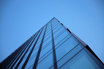 The edge of modern office building from glass and metal