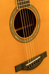 Acoustic guitar close-up. Musical instrument