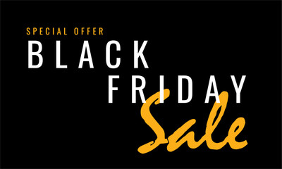 Black friday sale background, banner, poster or flyer design. Vector illustration in minimalist style with sale inscription. Concept of sale, clearance and discount.