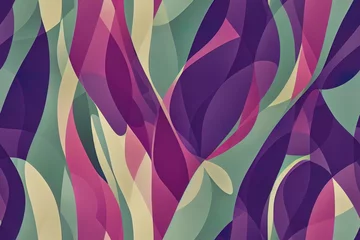 Fotobehang Optical illusion seamless pattern. Moving repeatable texture of green purple striped fancy shapes. © 2rogan
