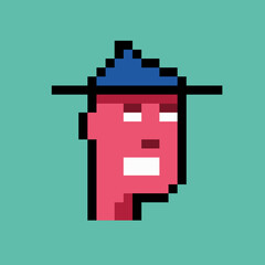 Obraz premium pixel men with different objects on their heads 3