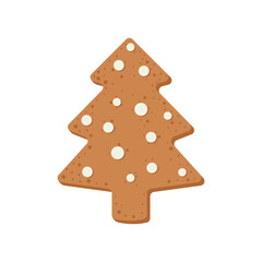 Christmas cookies with white icing and confectionery sprinkles cute Christmas tree. Vector Christmas illustration.