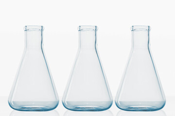 laboratory flasks, glass jars, laboratory, white background, transparent glass, chemistry, medicine, laboratory, pharmaceuticals