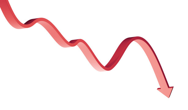 Red arrow. Down, decline or crisis concept.