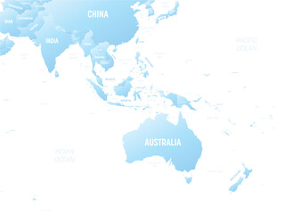 Obraz premium Australia and Southeast Asia detailed political map with lables