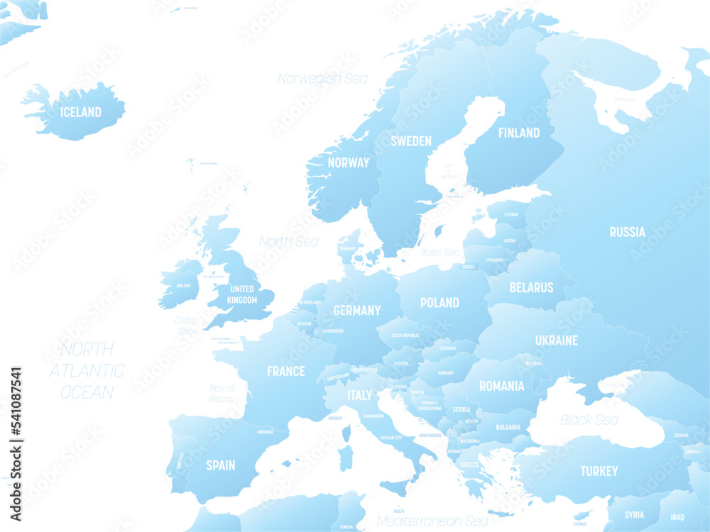 Wall mural Europe map detailed political map with lables - Wall murals