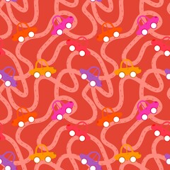 Cartoon kids seamless cars toys pattern for child clothes print and wrapping paper and fabrics and accessories