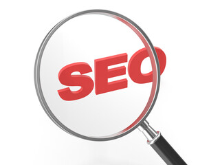 Seo Text With Magnifying Glass