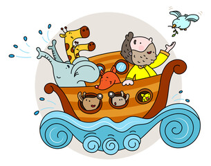 Vector picture about bible story - Noah's Ark