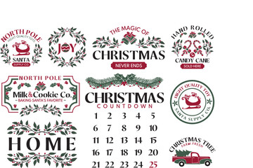 Naklejka premium Christmas Sign Making Bundle, Farmhouse Christmas SVG, Farmhouse Christmas Bundle SVG, Vintage Christmas SVG, Christmas Bundle SVG, Christmas SVG, Farmhouse Sign SVG, Farm Fresh SVG