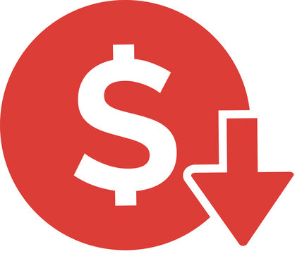 Cost reduction icon vector. Reduce costs sign and symbol design