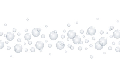 Underwater fizzing air bubbles flow on transparent background. Fizzy drink. Soda pop. Champagne. Sparkling water. Illustration