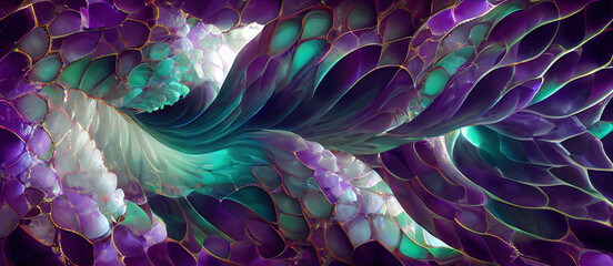 The background of a bird feather pattern imitating malachite and opal.