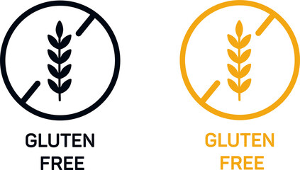 Fototapeta na wymiar Gluten free label icons set. No wheat symbols templates design for gluten free food package or dietetic product nutrition sign. Illustration