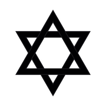 Vector flat Jewish David star isolated on white background
