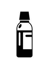 Syrup medicine bottle. Simple illustration in black and white.