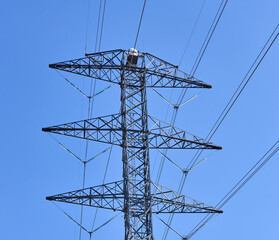 The top of an electrical transmission tower