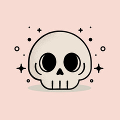 Skull in retro vintage style. Vector illustration. Skull crossbone vector pirate icon logo Halloween ghost graphic symbol illustration