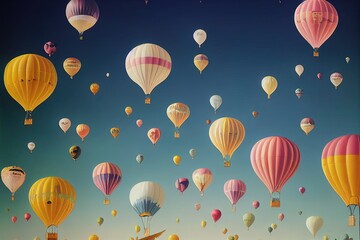 Fototapeta premium Wallpaper for children, animals in the sky on balloons