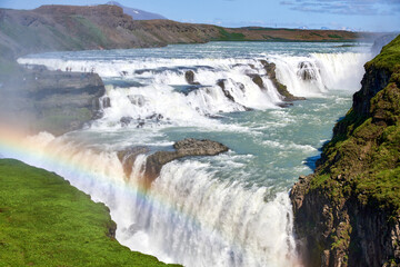 Gullfoss, a waterfall located in the canyon of the Hvita river in southwest Iceland.