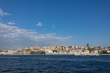 Fototapeta na wymiar Panorama of Istanbul with Galata Tower at skyline. Travel background
