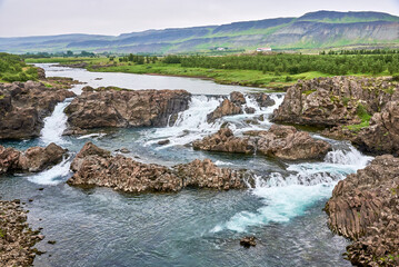Glannifoss or Glanni waterfall in the Nordura river in Bifrost, Western Iceland.