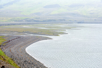A foggy day at the far end of Hvalfjordur, a fiord in Western Iceland, just north of Reykjav&iacute;k.