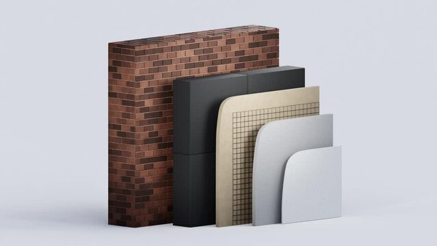 3d render of house wall insulation. Thermal materials for energy saving development