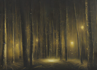 Fototapeta premium Misty Foliage Sunrise Autumn Light Forest Sun Mist Morning Path Woods Tree Green Sunlight Fog Landscape Park Woodland Summer Road Spring Trees Foggy Fall Nature