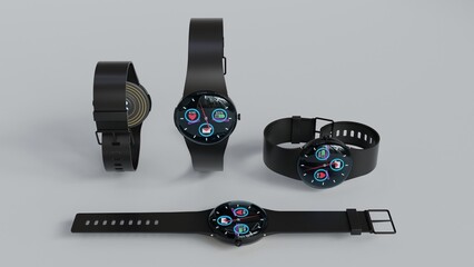Smart Watch in various positions - 3D Render Model