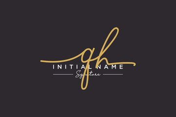 Initial QH signature logo template vector. Hand drawn Calligraphy lettering Vector illustration.